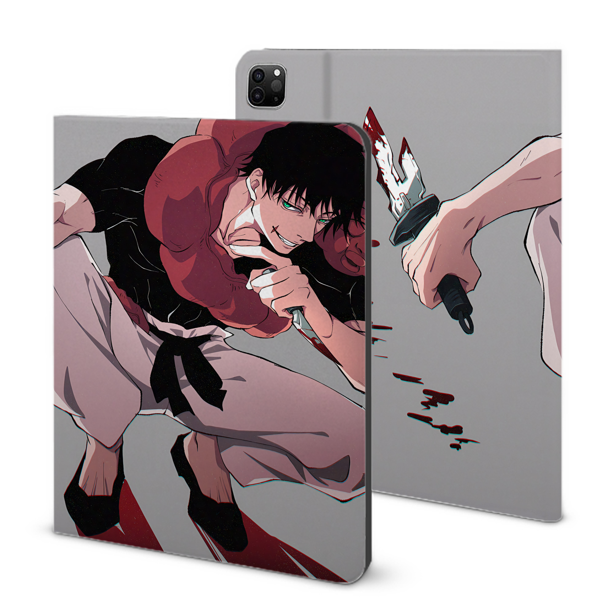 （画像用） 呪術廻戦 Jujutsu Kaisen IPad ケース ブック型 PUレザー TPU 耐衝撃 軽量 薄型 ペン収納なし 全面保護 IPad 各モデル対応